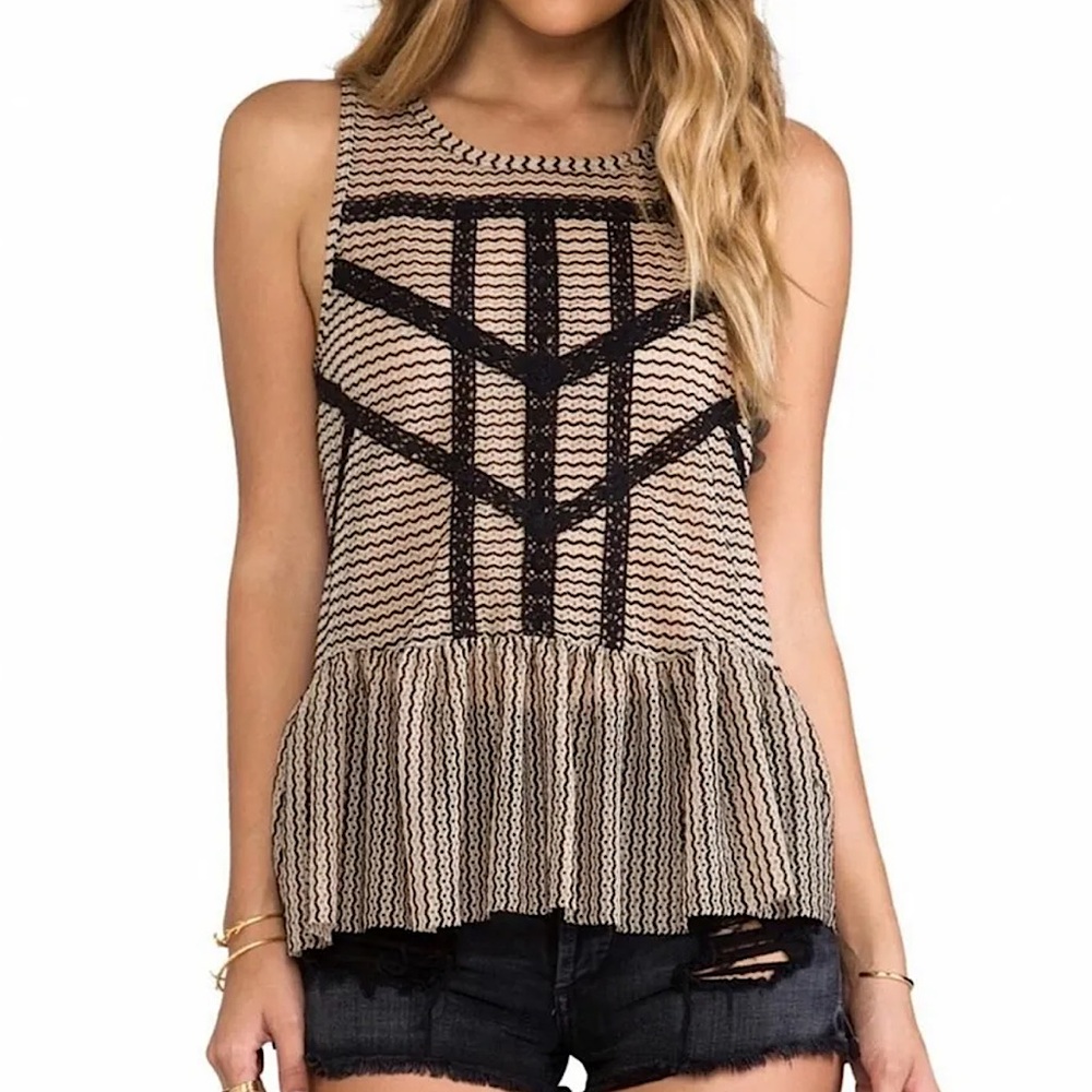 Free People crochet peplum tank